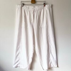Eileen Fisher White Linen Pants Lagenlook Wide Leg // Plus Size 2X‎